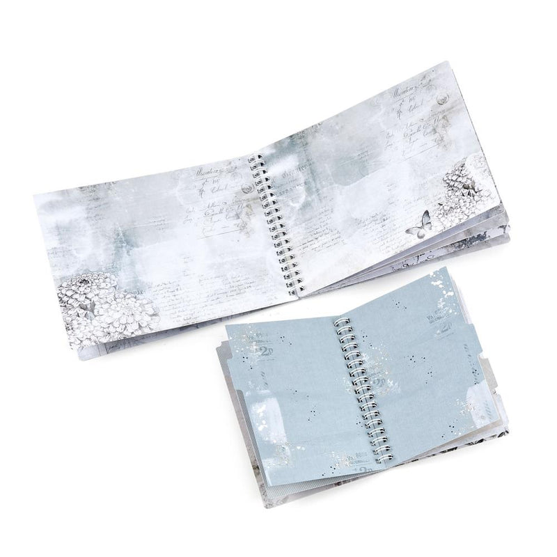 Keep all your thoughts and inspirations beautifully coordinated with this two-piece Vintage Artistry Moonlit Garden spiral notebook set. Includes one 4.5" x 6" spiral notebook with 5 tabbed pages and one 8" x 6.25" spiral notebook with 7 pages, securely held together with 1/4" white coiling. Perfect for embellishment or use in chipboard albums.