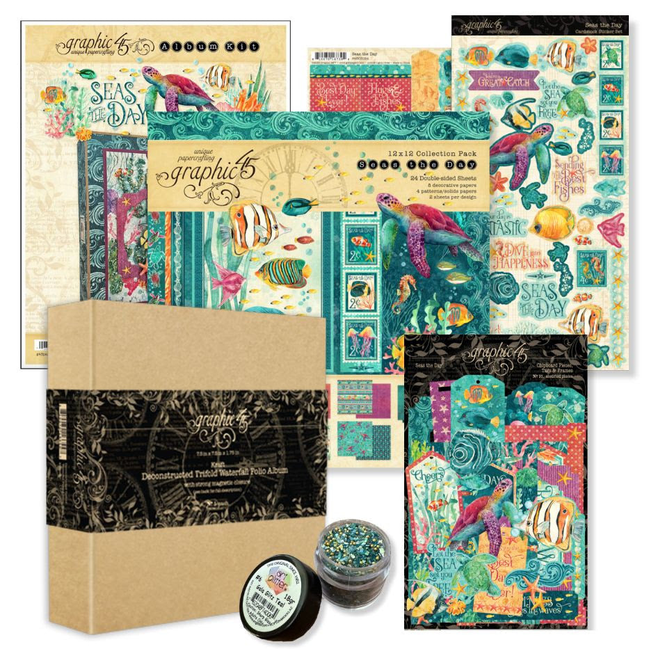 Graphic 45 Class Series Vol  4  2025 - Seas the Day – Tri-Fold Waterfall Album