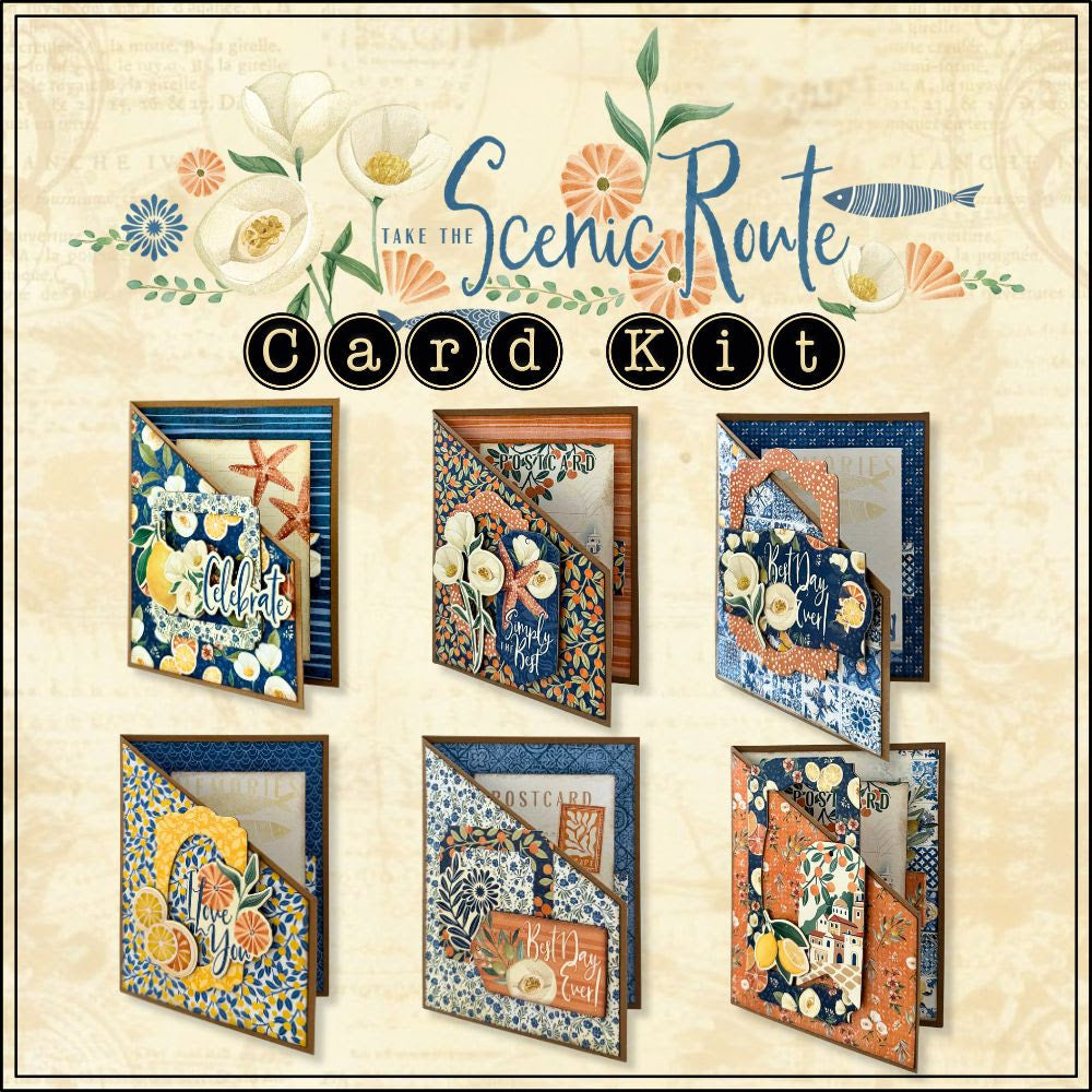 Graphic 45 Card Class Series  - Take the Scenic Route Peel Back Card Kit