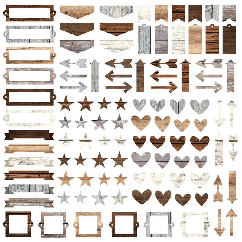 Color Vibe Chipboard Bits & Pieces - Woods