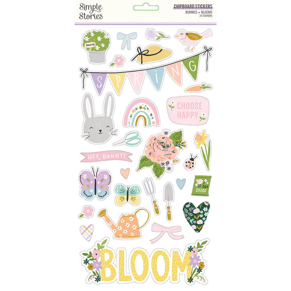 Bunnies + Blooms 6x12 Chipboard