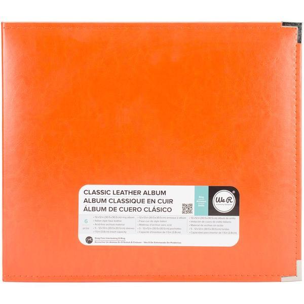 Classic Leather - 12x12 Three Ring Album - Orange Soda