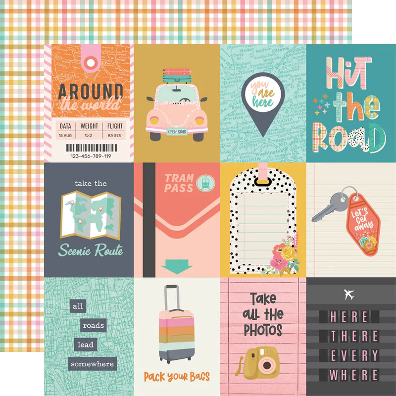 Let's Go Collection - 12x12 Double Sided Cardstock - 3x4 Elements