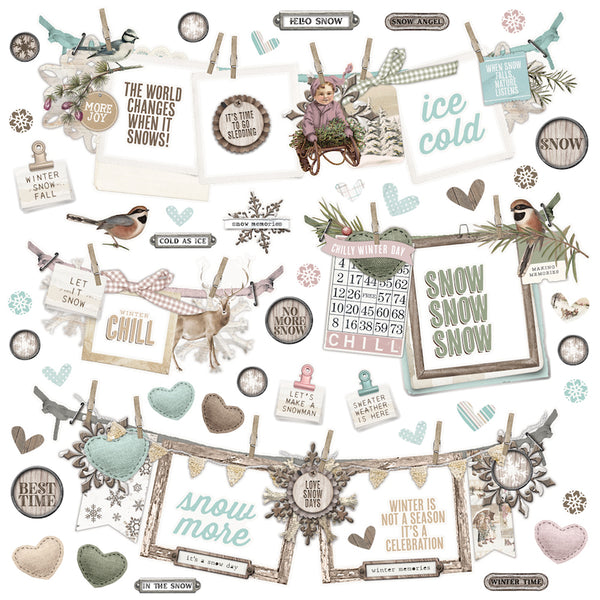 Simple Vintage Winter Woods- Cardstock Stickers – Button Farm Club