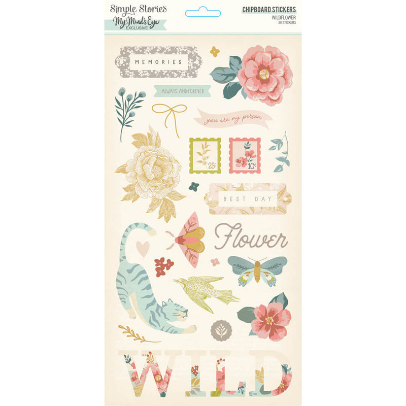 Wildflower - 6x12 Chipboard Stickers