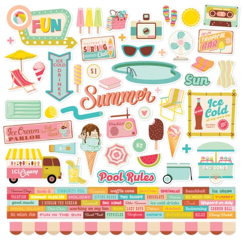 Retro Summer - Cardstock Stickers