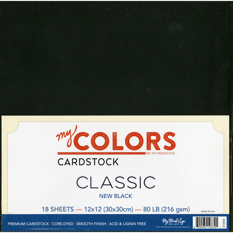 My Colors Classic Cardstock Bundle 12x12 18/Pkg New Black
