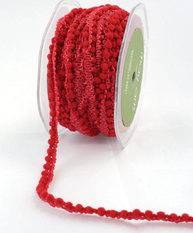3/8 Inch Mini Pom Pom Ribbon - 1 Yard