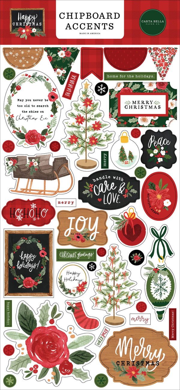 Happy Christmas - Chipboard Accents