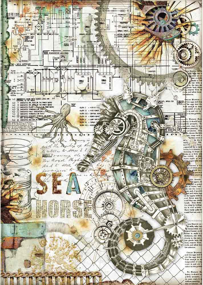 Seahorse Stamperia Rice Paper Sheet A4