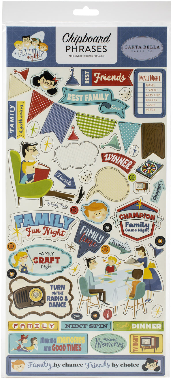 Family Night Collection - Chipboard Phrases