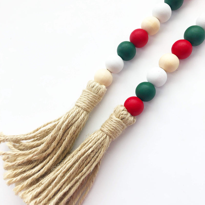 Wood Beads - Green, Red, White, Natural