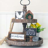Accessory Tray Kit - Farmhouse (Frame, Felt Sign, Mini House, Rooster)