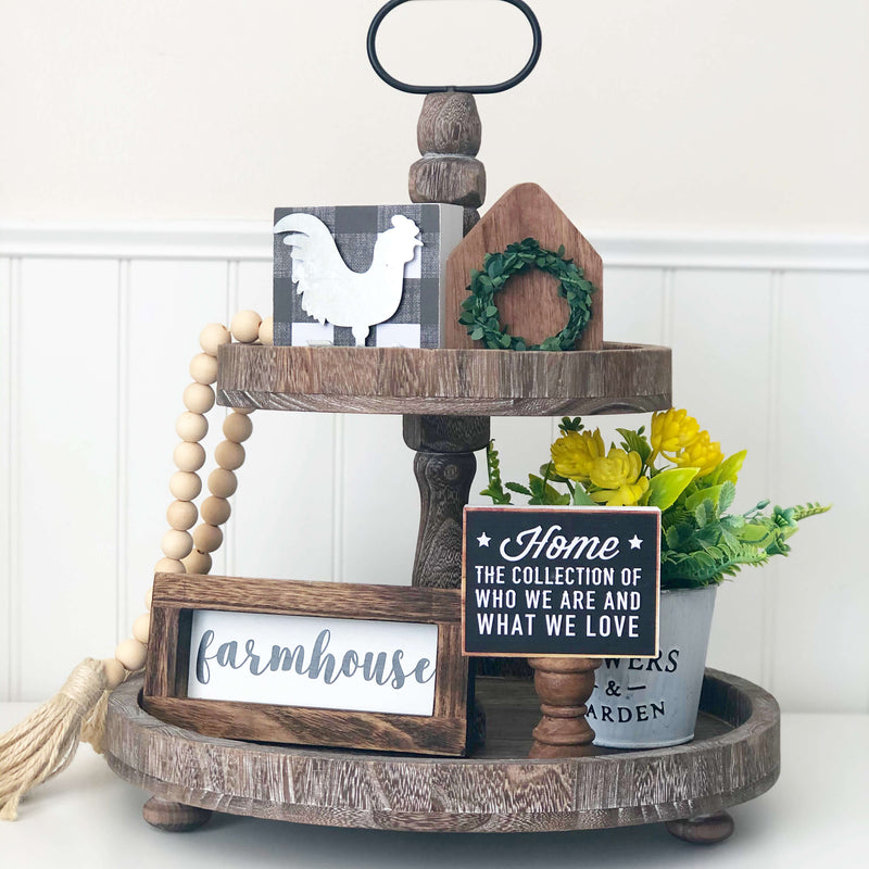 Accessory Tray Kit - Farmhouse (Frame, Felt Sign, Mini House, Rooster)