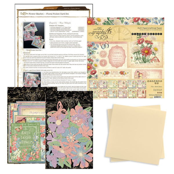 Graphic 45 Card Kit Vol 1 2023  - Flower Market — Floral Pocket Card Set