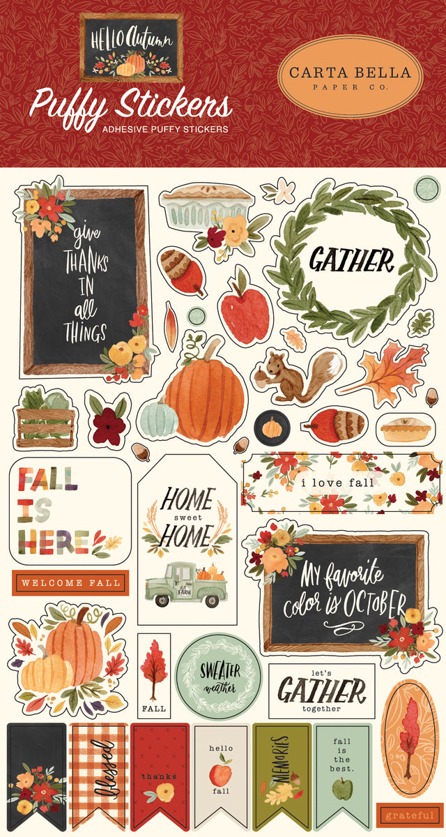 Hello Autumn Puffy Stickers