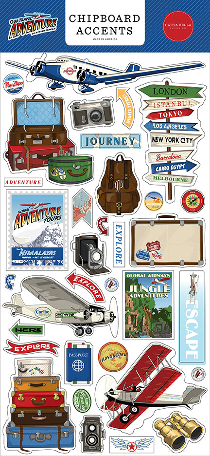 Our Travel Adventure 6x13 Chipboard Accents