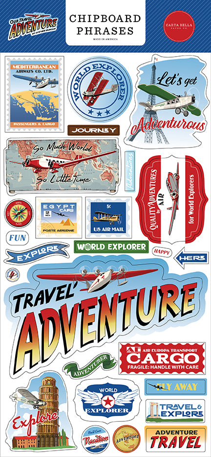 Our Travel Adventure 6x13 Chipboard Phrases