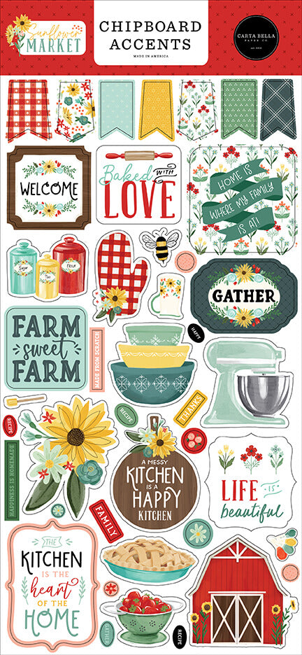 Sunflower Market 6x13 Chipboard Accents