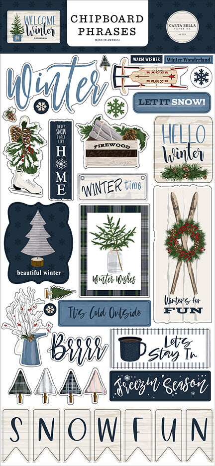 Welcome Winter 6x13 Chipboard Phrases