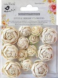 Little Birdie Handmade Flowers English Roses , Moon Light , 13 pieces
