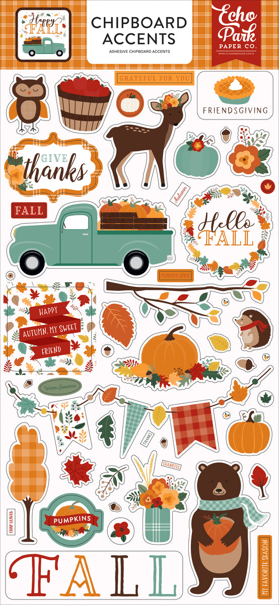 Happy Fall 6x13 Chipboard Accents