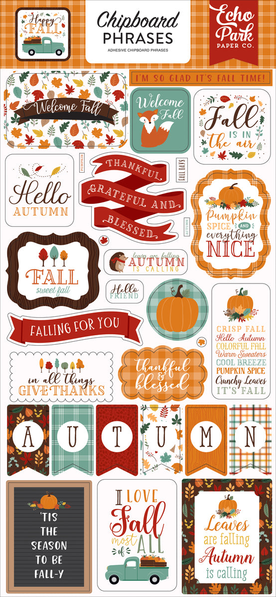Happy Fall 6x13 Chipboard Phrases