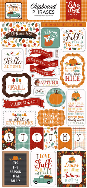 Happy Fall 6x13 Chipboard Phrases