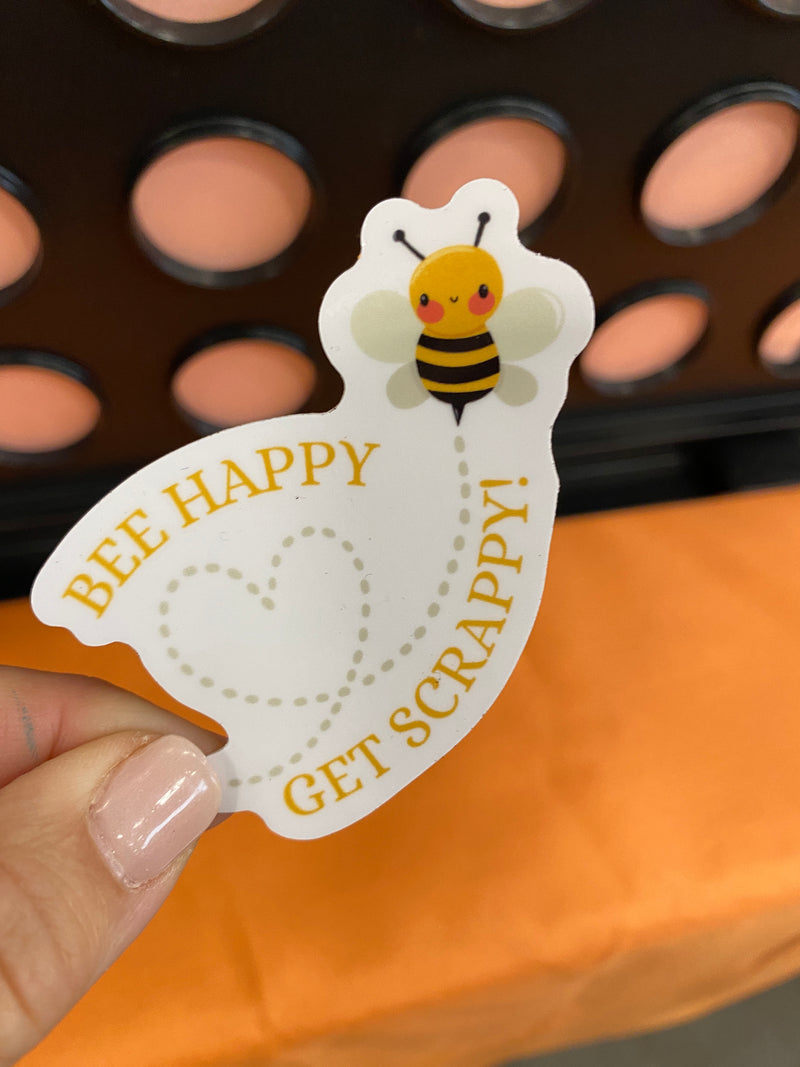 Bee Happy Get Scrappy Sticker - 2.5"