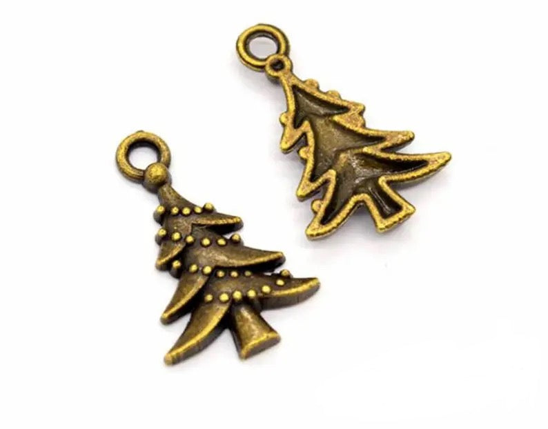 Christmas Tree Charms - Antique Bronze