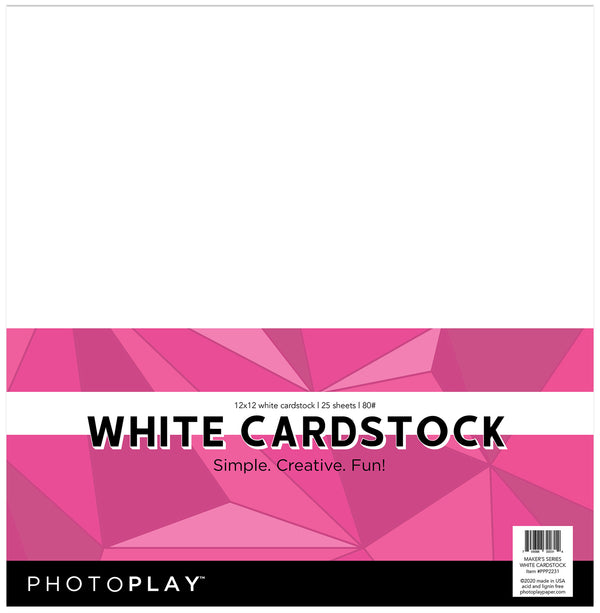 Maker's Series 12x12 White 80# Cardstock - Pack of 25