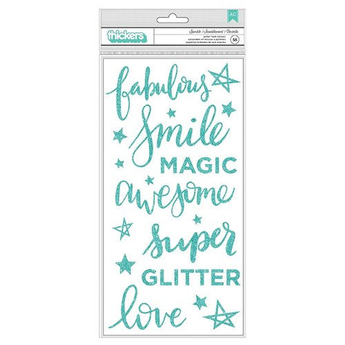 Teal Glitter Foam Thickers Stickers