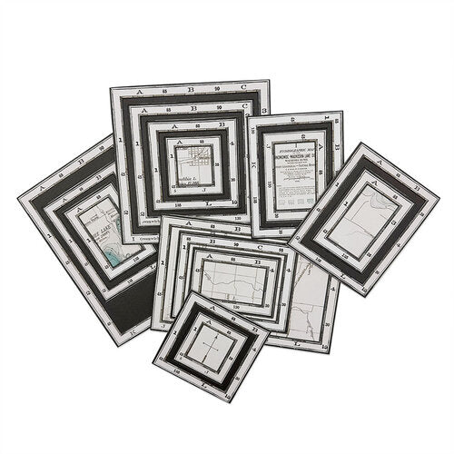 Vintage Artistry Everywhere Collection - Chipboard Set - Map Frames