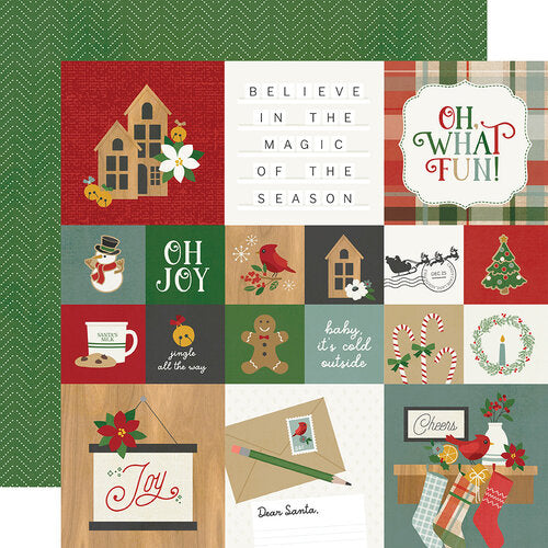 Hearth and Holiday Collection - 12 x 12 Double Sided Paper - 2 x 2 and 4 x 4 Elements
