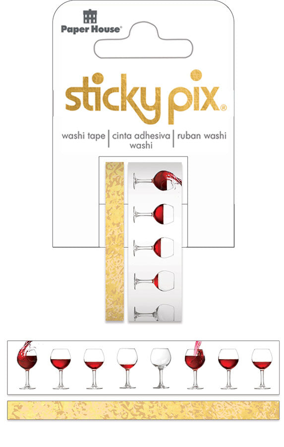 StickyPix - Washi Tape - Wine with Foil Accents