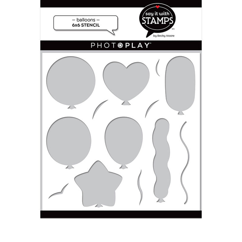 Photo Play Paper - Say It With Stamps Collection - 6 x 6 Stencils - Balloons