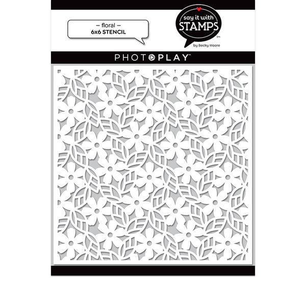 Photo Play Paper - Say It With Stamps Collection - 6 x 6 Stencils - Floral
