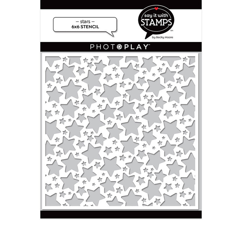Photo Play Paper - Say It With Stamps Collection - 6 x 6 Stencils - Stars