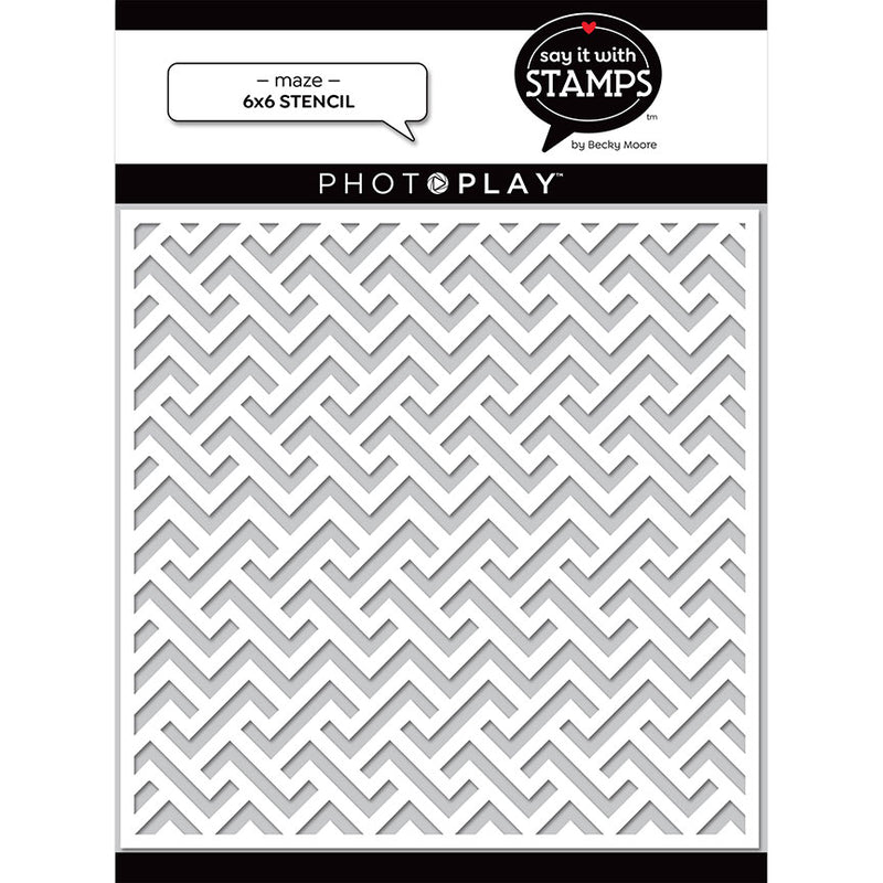 Photo Play Paper - Say It With Stamps Collection - 6 x 6 Stencils - Maze