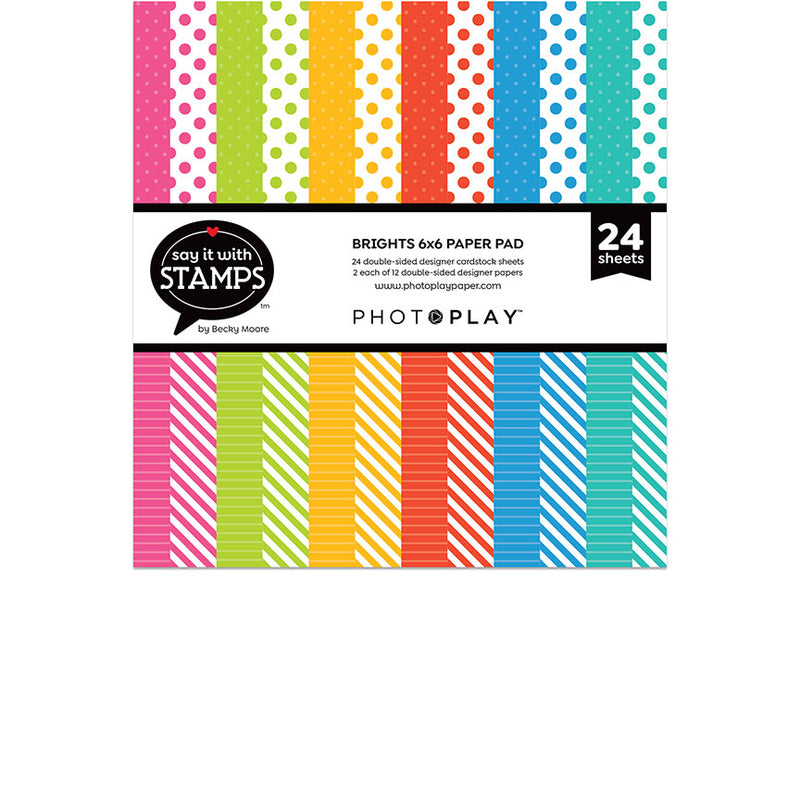 Brights Dots & Stripes 6 x 6 Paper Pad - Say It with Stamps - Photoplay