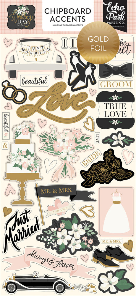 WEDDING DAY 6X13 CHIPBOARD ACCENTS