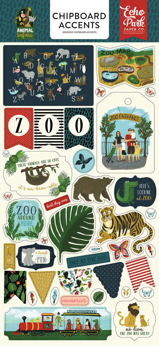 ANIMAL SAFARI 6X13 CHIPBOARD ACCENTS