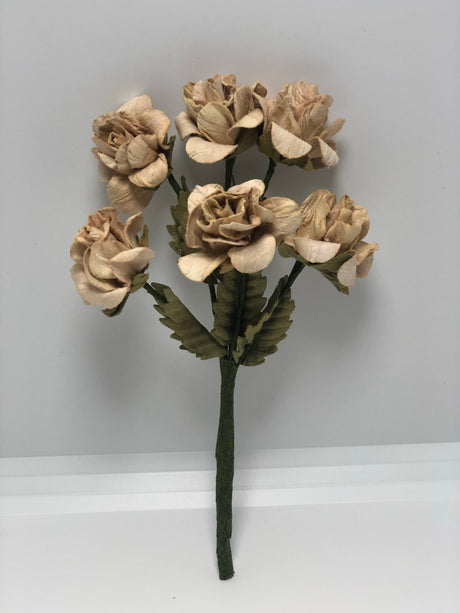 Little Birdie Handmade Flowers Cluster Rose , Silky Peach 6 pieces