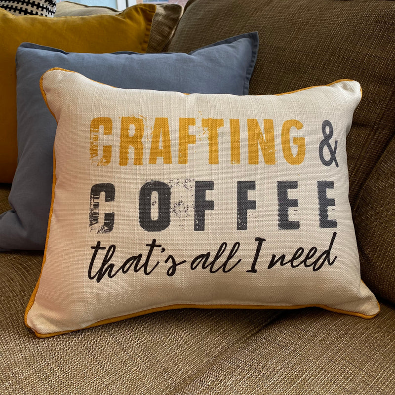 Crafting & Coffee Throw Pillow