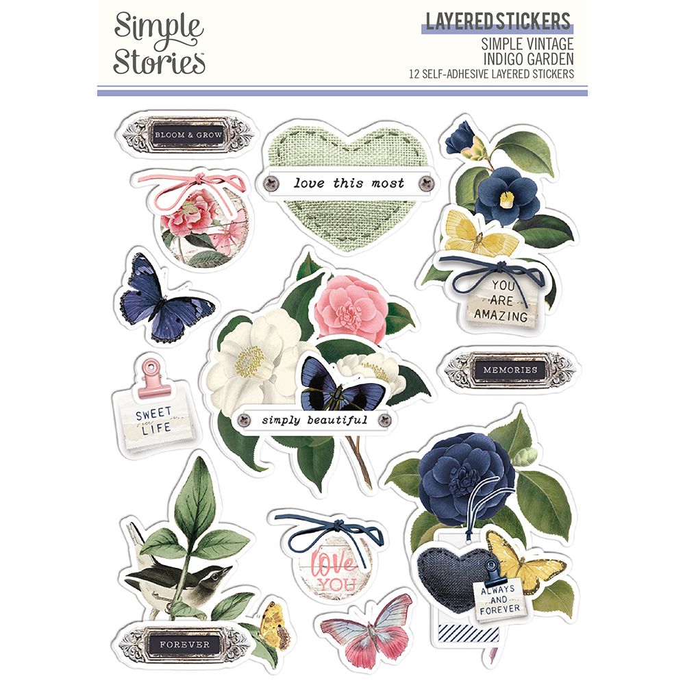 Indigo Garden Layered Stickers